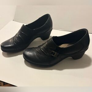 Earth Origins Black Leather Ankle‎ Booties Heels | Women’s 6.5